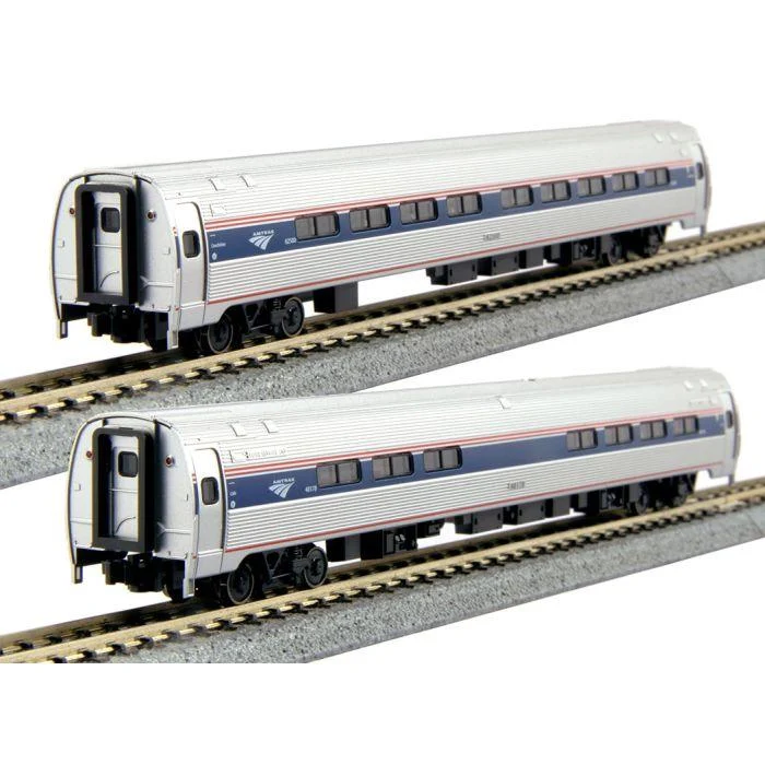 N Kato Amfleet I Coach Phase VI 2-Car Set A with Preinstalled Interior Lights 106-8003-1