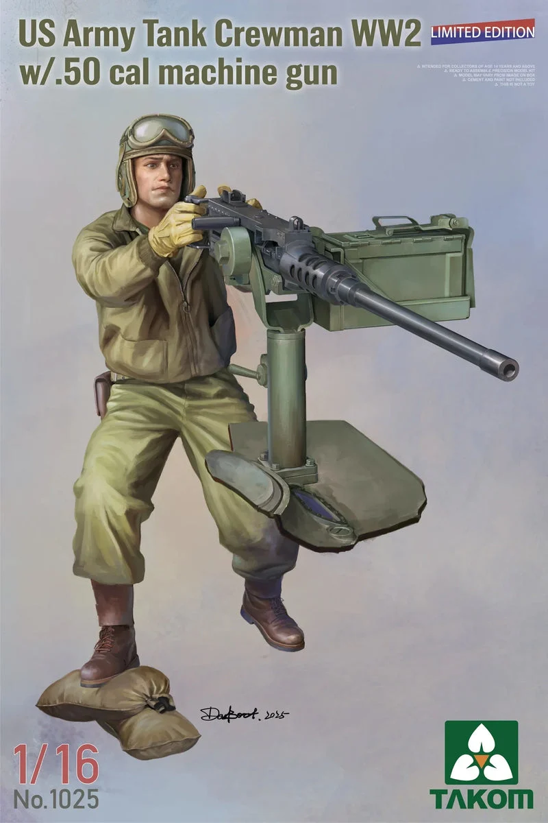 1/16 Takom US Army Tank Crewman WWII w/.50 Cal Machine Gun 1025 - Takom Models