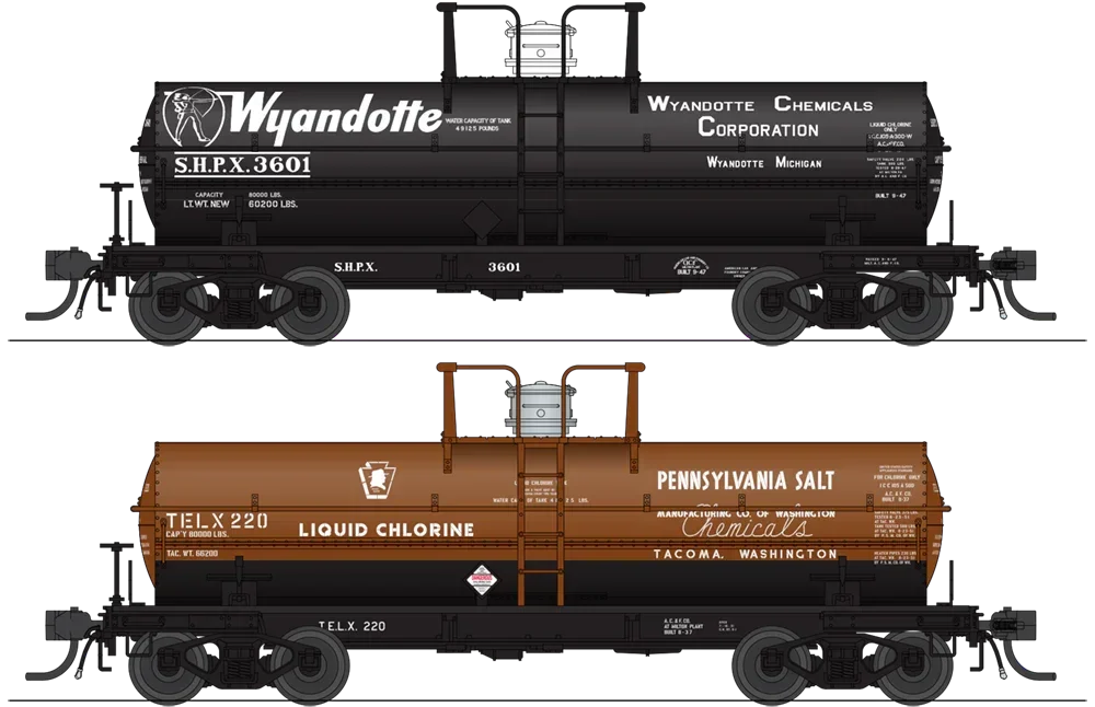 HO Broadway Ltd 6,000 Gallon Tank Cars Variety Set C (2-Pack) 6472