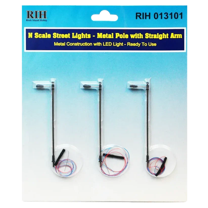 N Rock Island Metal Poles With Straight Arm 13101 - Rock Island Hobby