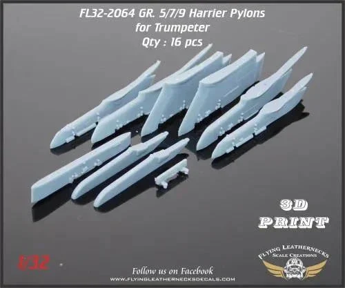 MPM_1_bb5d9059-75b5-4ab5-a97c-c75379b61c44_1200x1200.webp 1/32 Flying Leathernecks Harrier GR.5/7/9 Weapons Pylons for Trumpeter 32-2064