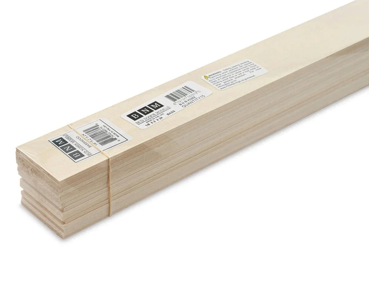 Bud Nosen Basswood Sheet 1/8" x 2" x 24" (15/pkg) 3262
