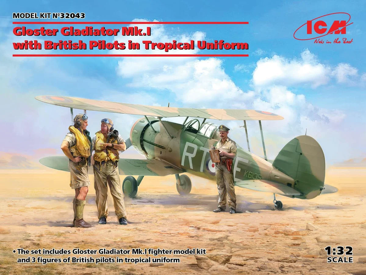 1/32 ICM Gloster Gladiator Mk.I with British Pilots in Tropical Uniform 32043