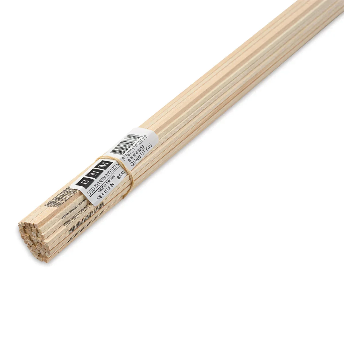 Bud Nosen Basswood Stick 1/8" x 1/8" x 24" (48/pkg) 3253