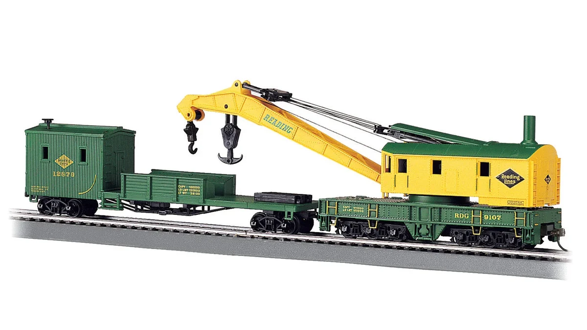 HO Bachmann 250-Ton Steam Crane & Boom Tender - Reading 16110