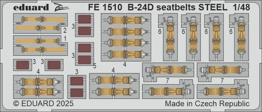 1/48 Eduard B-24D seatbelts STEEL Zoom set for HOBBY BOSS kit FE1510