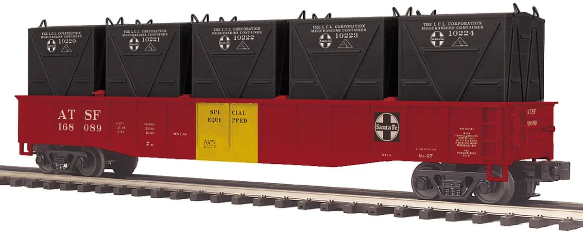 O MTH Santa Fe Premier Gondola Car w/LCL Containers 2095680 - MTH Electric Trains