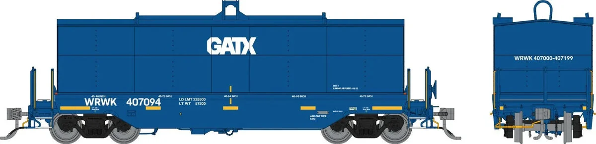 HO Rapido Greenbrier Coil Car: Warwick Railway - Blue / GATX Logo: Single Car 168008A
