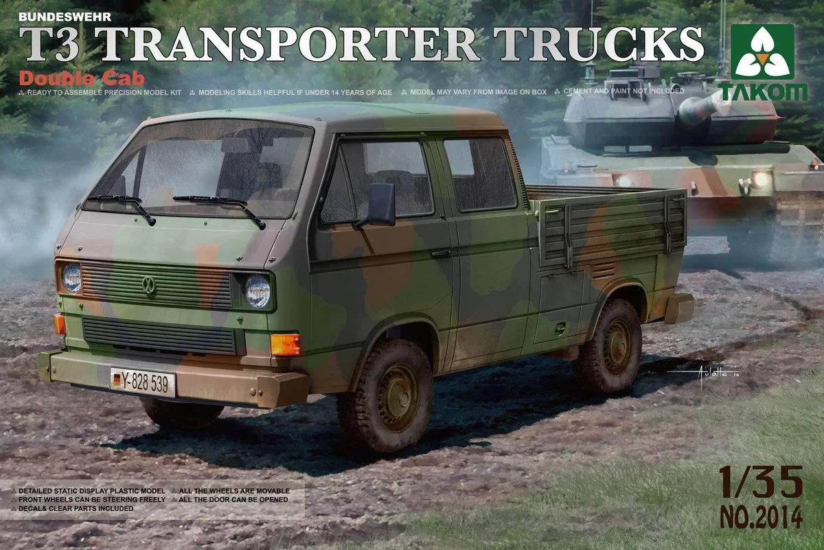 1/35 Takom Bundeswehr T3 Transporter Trucks Double Cab 2014 - Takom Models