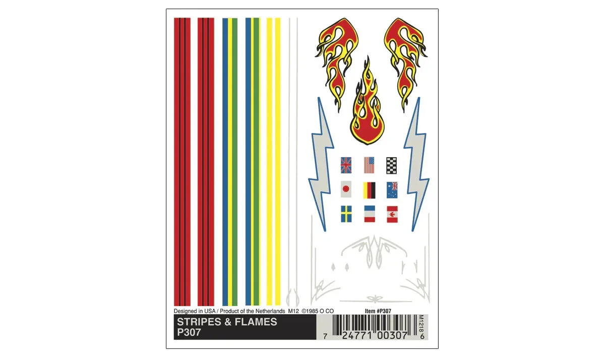 PineCar Stripes & Flames Decal 307 - PineCar Accessories