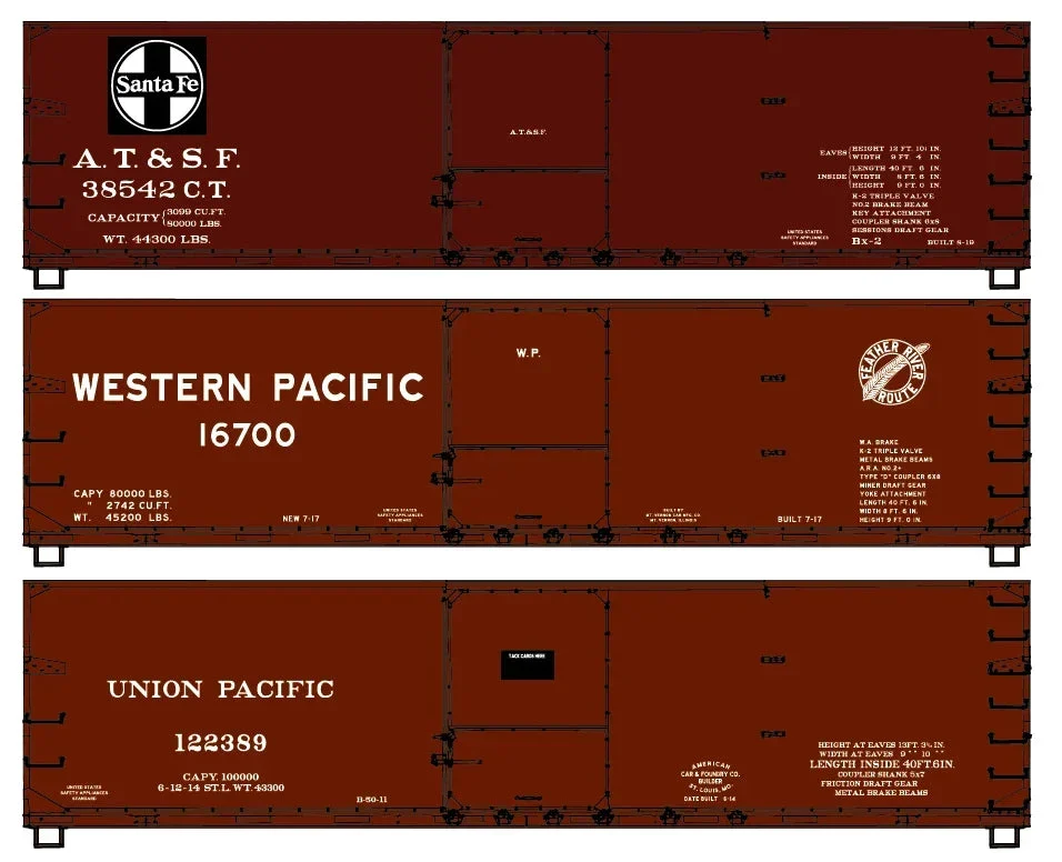 HO Accurail 40' Double Sheath Wood Boxcar 3-Car Set 8178