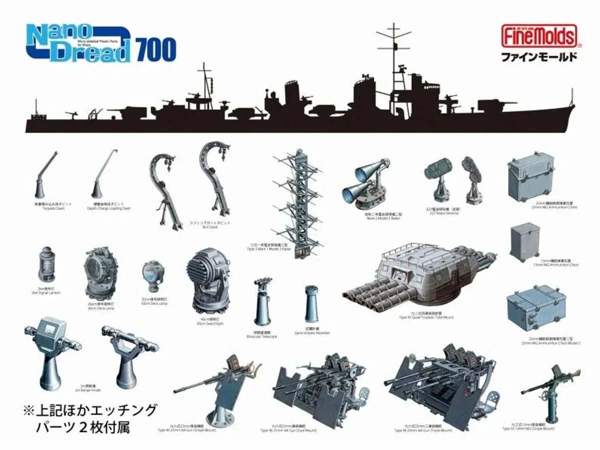 1/700 Fine Molds Extra Detail-Up Parts Set for IJN Destroyer Yukikaze 77927
