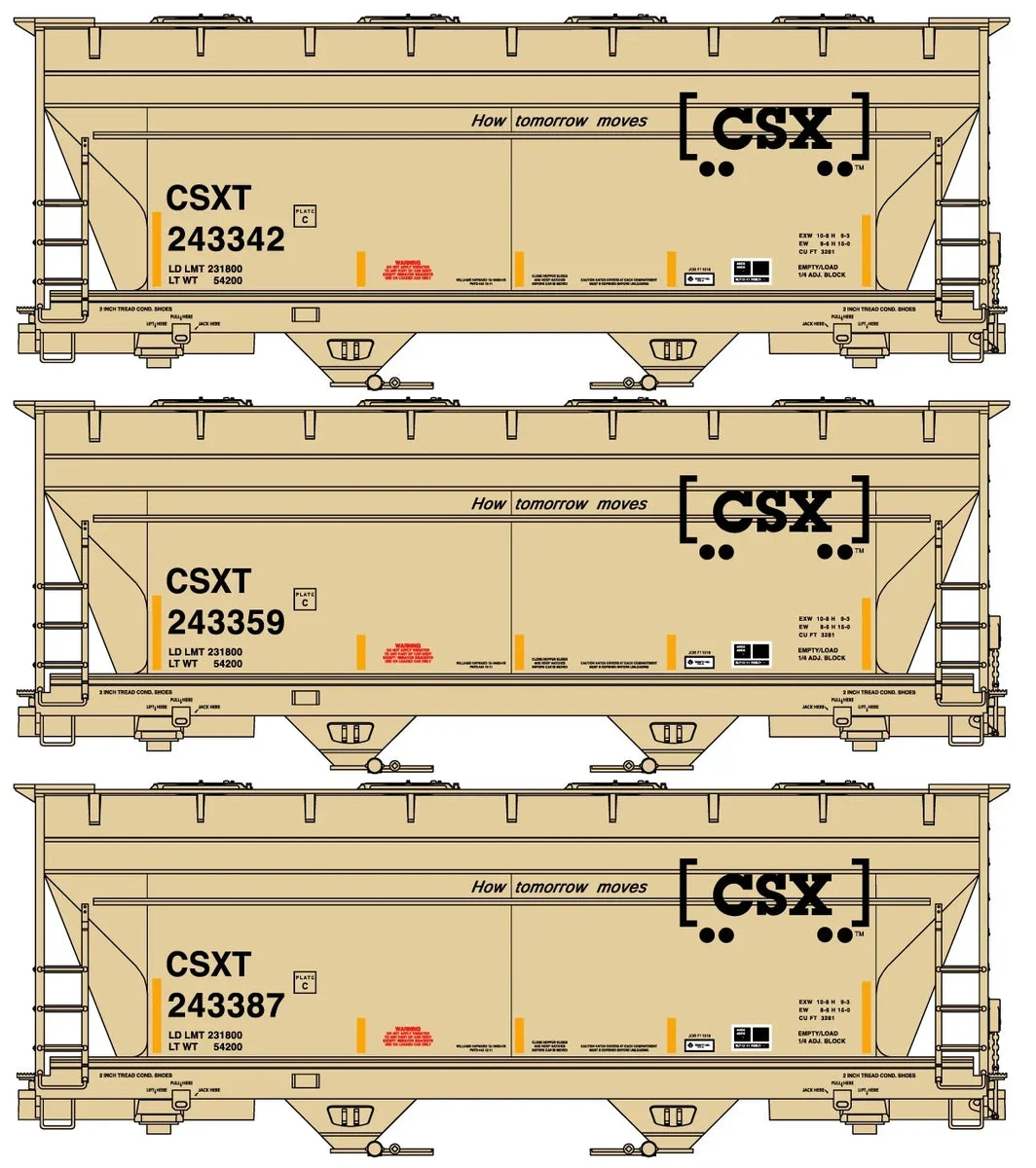 HO Accurail CSX 2-Bay ACF Hopper 3-Car Set 8179