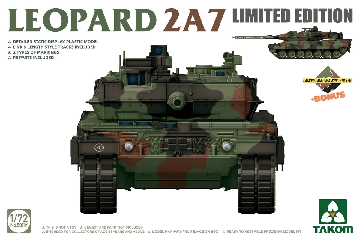 1/72 Takom Leopard 2A7 Tank 5011X - Takom Models