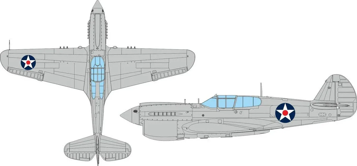 1/48 Eduard P-40E US national insignia w/ red center MASK EX1124