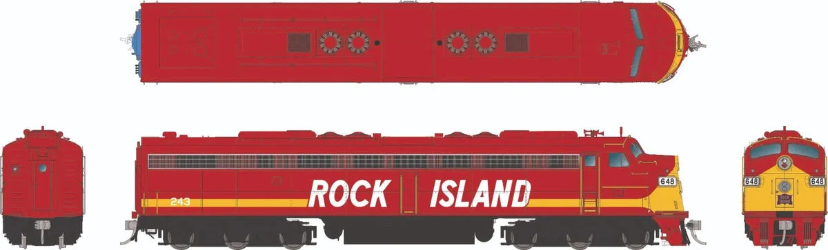 HO Rapido EMD E8A (DC/DCC/Sound): Rock Island - Red Scheme: #648 - 28591