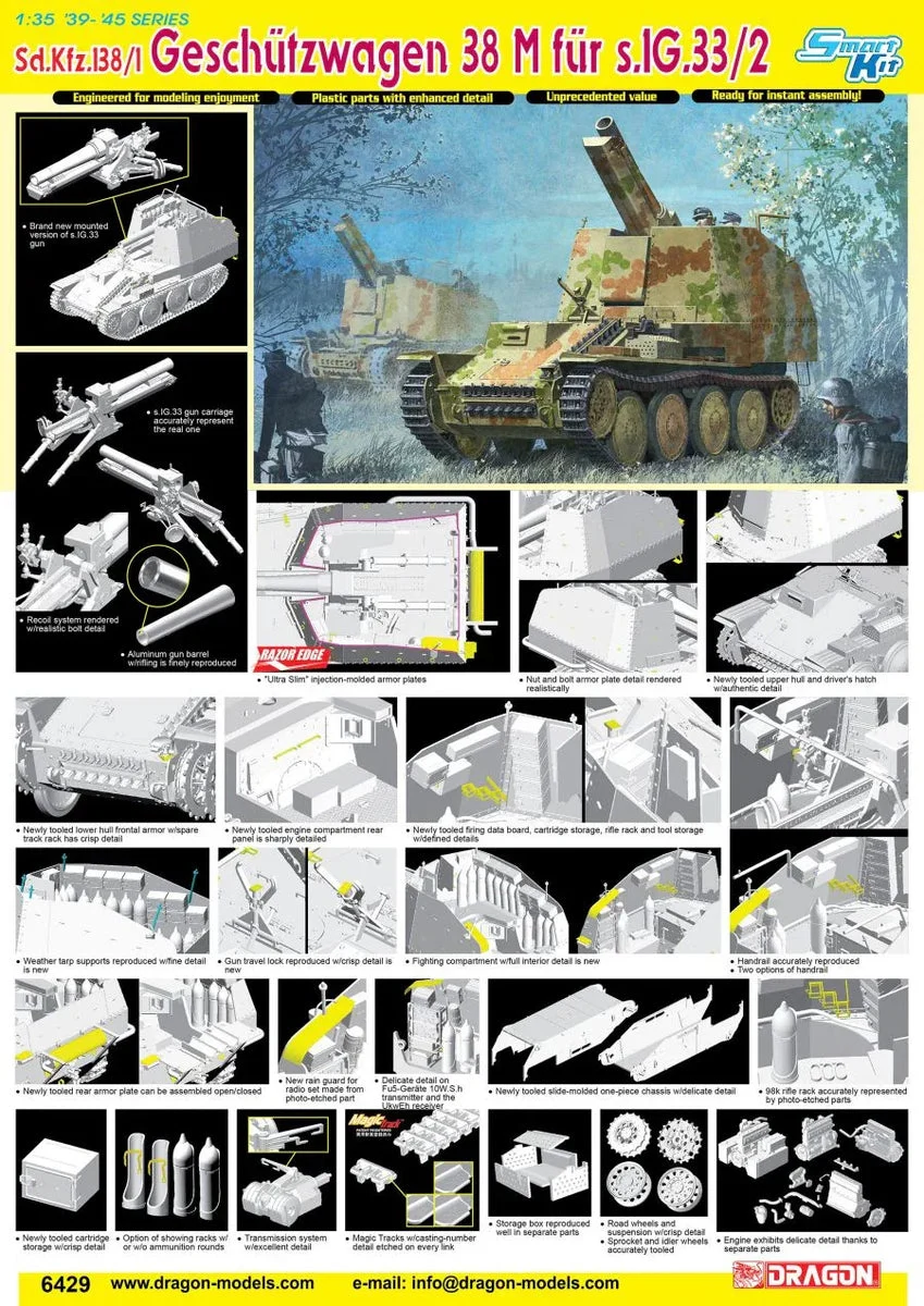 1/35 Dragon Model Sd.Kfz. 138/1 Geschützwagen 38 M für s.IG.33/2 6429 - Dragon Models