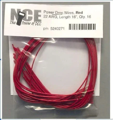 NCE Power Drop Wires Red 22AWG (16 pcs) 0271 - NCE Corporation