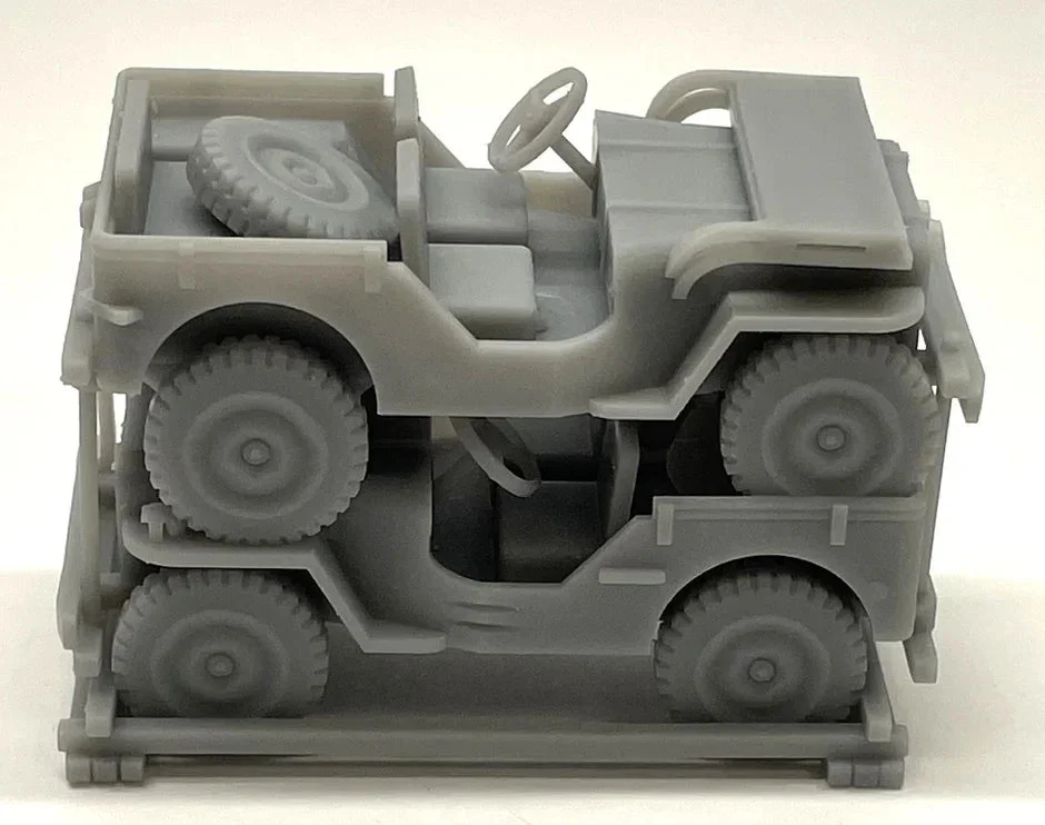 O Phoenix Precision Jeeps Stacked Flat Car Load 33633 - Phoenix Precision Models