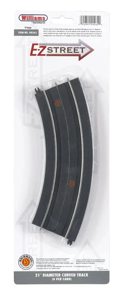 O Williams E-Z Street 21" Diameter Curved Track (4/Card) 00262