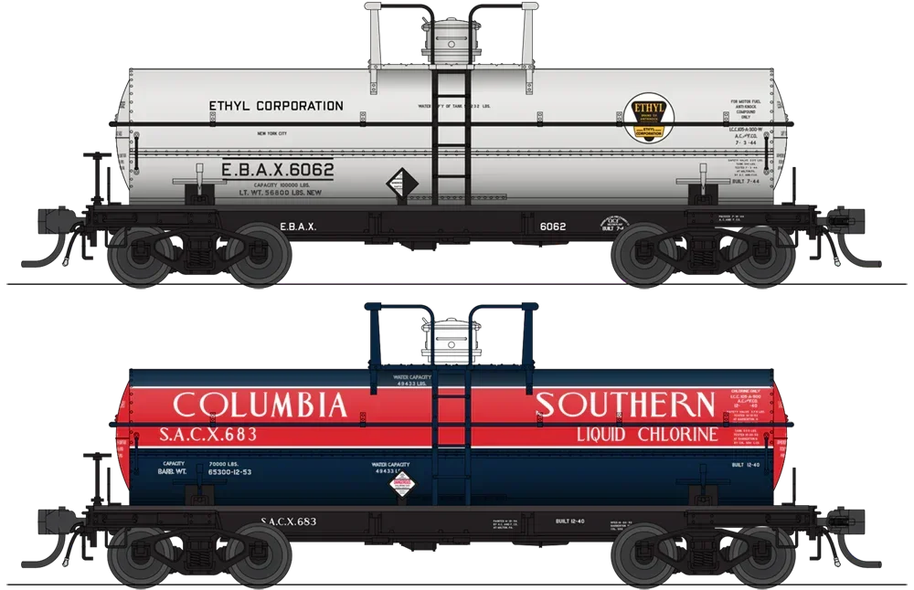 HO Broadway Ltd 6,000 Gallon Tank Cars Variety Set E (2-Pack) 6474