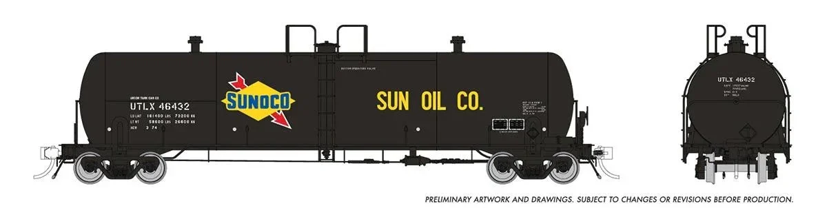 HO Rapido Procor 20k Gal Tank Car: Sunoco (UTLX): 6-Pack - 135019