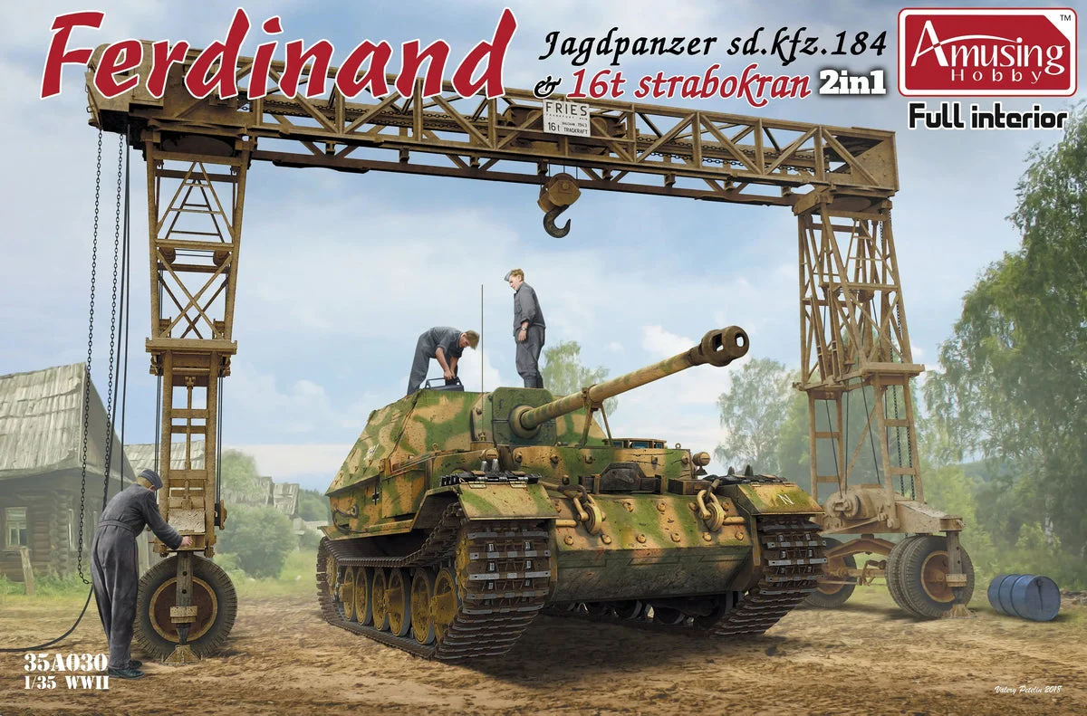 1/35 Amusing Hobby "Ferdinand" Jagdpanzer Sd.Kfz 184 (Full Interior) & 16t strabokran 35A030