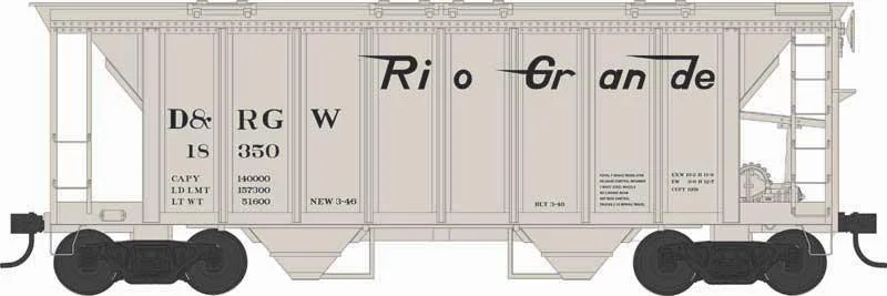 HO Bowser H34 Covered Hopper Denver & Rio Grande Western Road #18362 - 43258