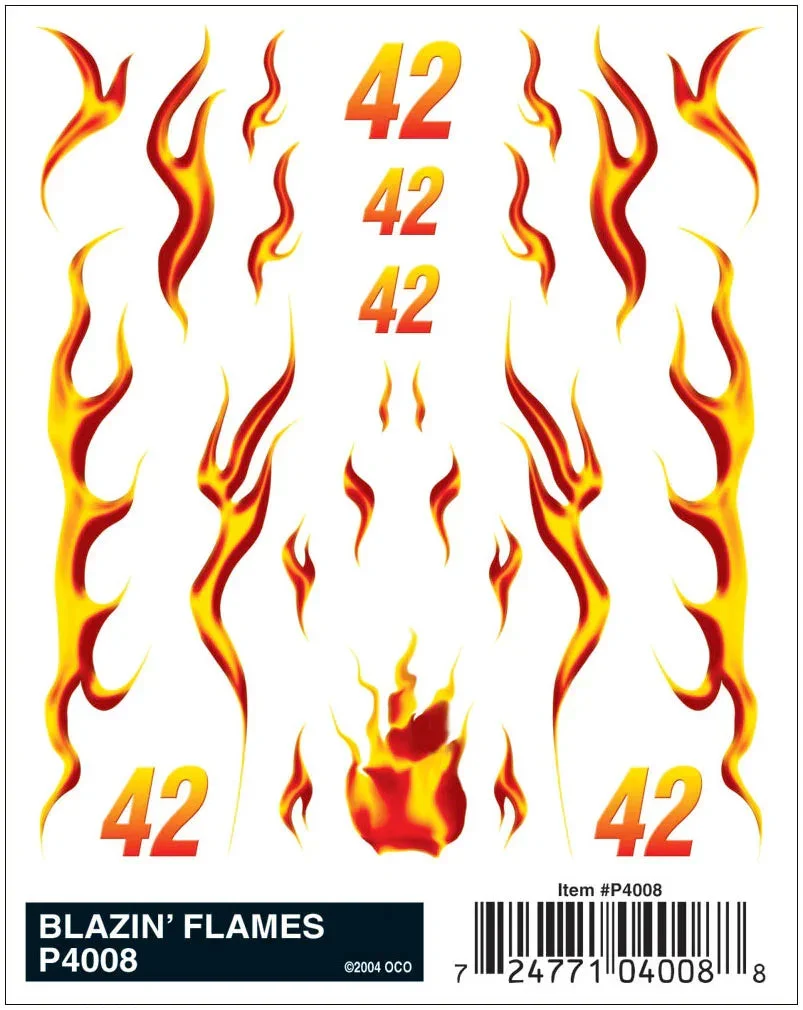 PineCar Blazin' Flames Decal 4008 - PineCar Accessories