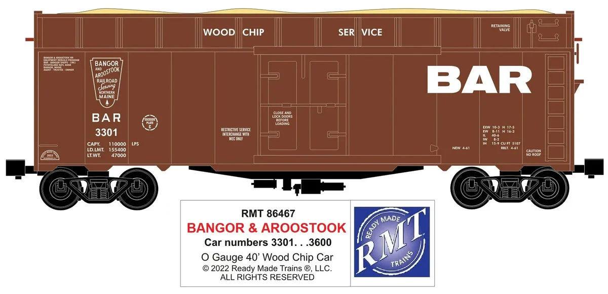 O RMT Woodchip Car Bangor & Aroostook 86467 - Ready Made Trains