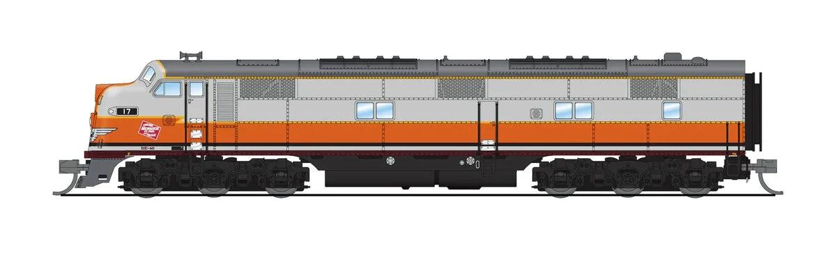 N Broadway Ltd EMD E7A MILW 17A Gray & Orange Passenger Scheme, Paragon4 Sound/DC/DCC 8767