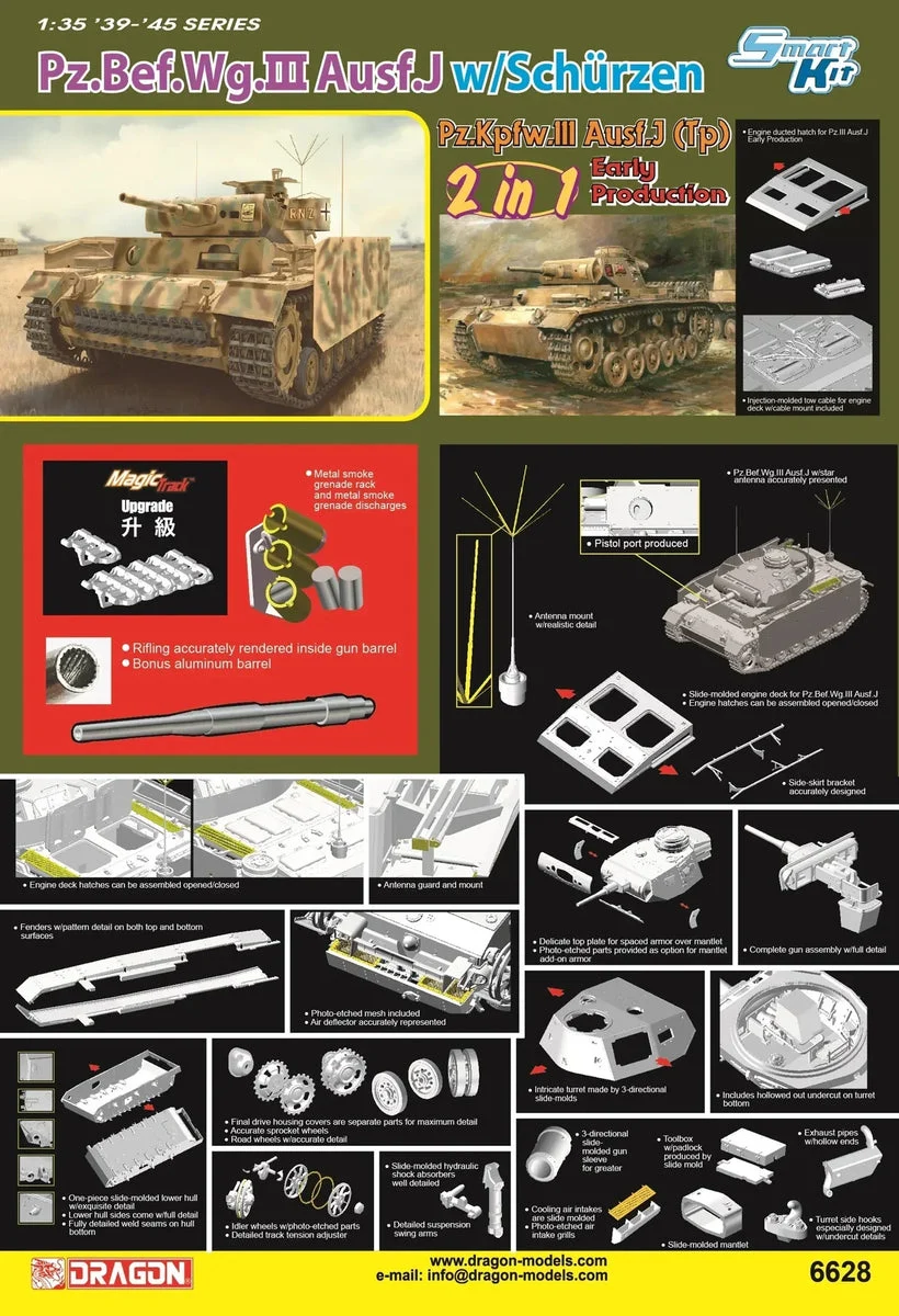 1/35 Dragon Model Pz.Bef.Wg.III Ausf.J / Pz.III Ausf.J (Tp) Early Production (2 In 1) 6628 - Dragon Models