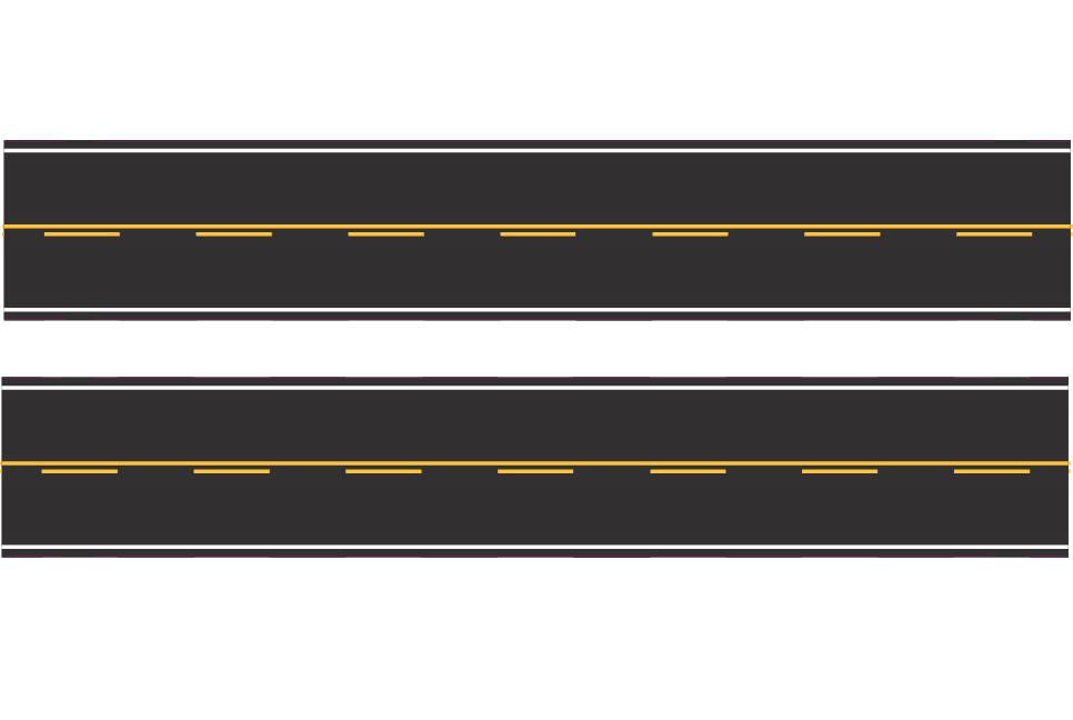 HO Easy Streets Straight Section Road - Single Passing (Qty 2) 315-2031