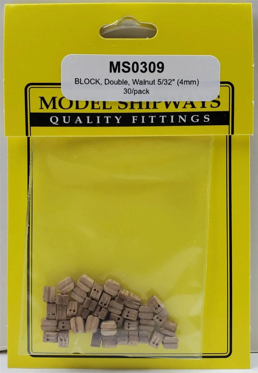 Model Shipways 5/32" (4mm) Walnut Double Sheave Block (30pcs) 309