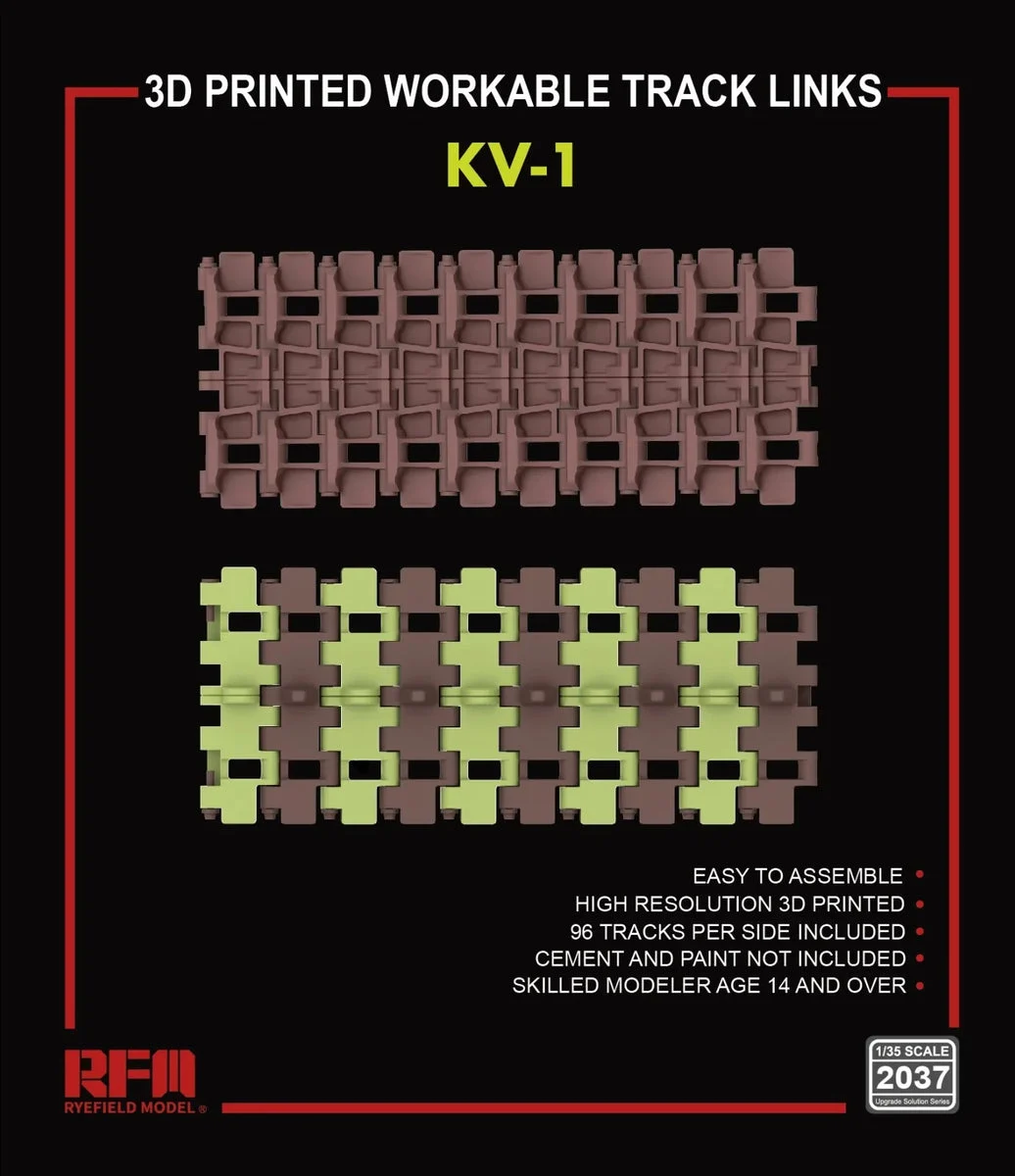 1/35 Ryefield Models 3D-Printed Workable Track Links KV-1 2037