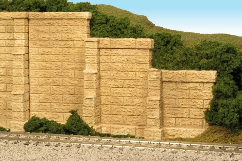 HO Monroe Tapered Wing Walls Sand Stone Block 2/pkg #166 - Monroe Models