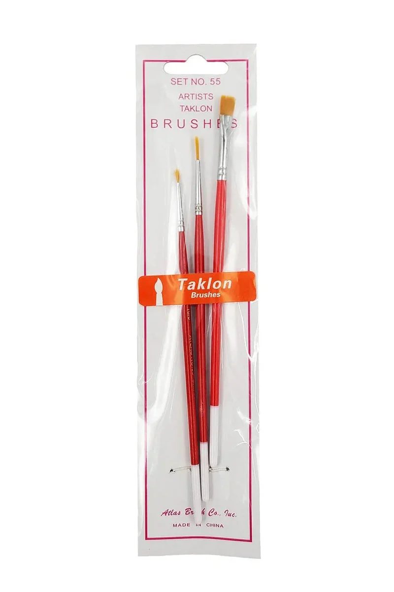 Atlas Brush Artists Taklon Brush Set 3-pcs 055