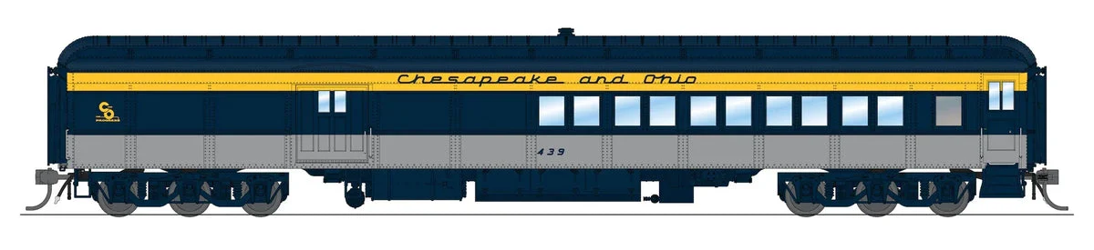 HO Broadway Ltd C&O Coach-Baggage Combine #458 Tri-Color Paint 9115