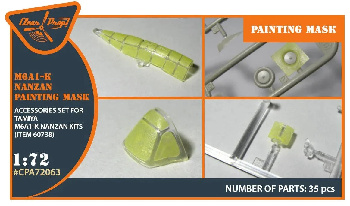 1/72 Clear Prop M6A1-K Nanzan Painting Mask on Yellow Kabuki Paper for Tamiya Kit 60738 72063