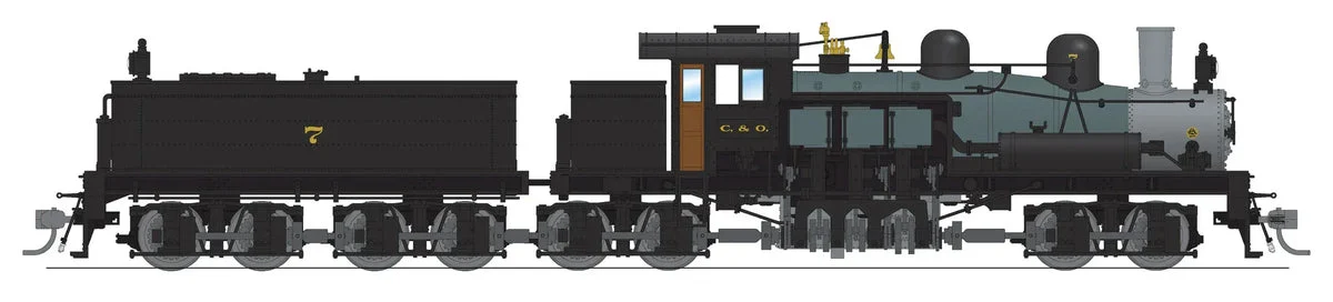 HO Broadway Ltd Class D 4-Truck Shay C&O #7 As-Delivered Paint No-Sound / DCC-Ready 8252