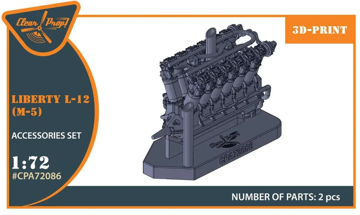 1/72 Clear Prop Liberty L-12 Engine Set 3D Print 72086