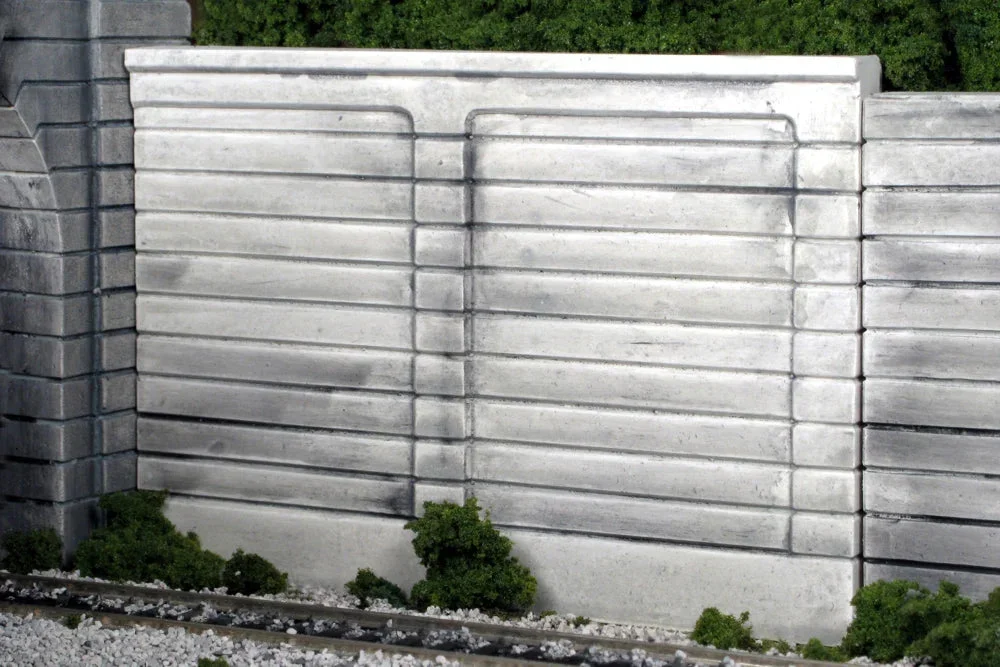 HO Monroe Retaining Walls Groove Face Concrete (2-Pack) #114