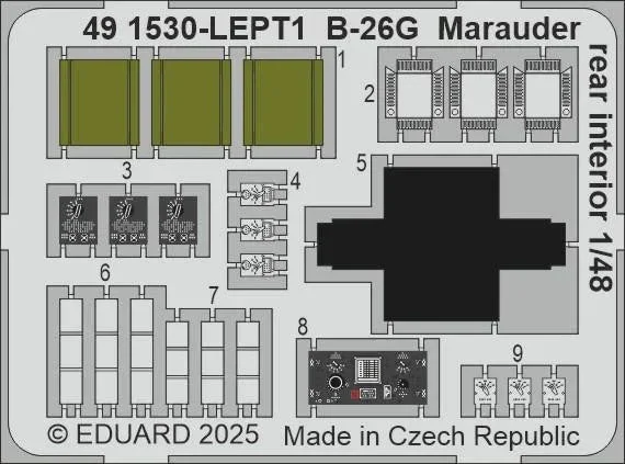 1/48 Eduard B-26G Marauder rear interior Photo etched set for ICM kit 491530