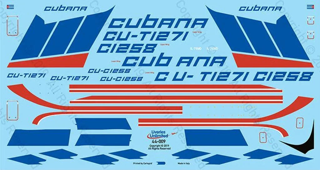 1/144 Fundekals CUBANA IL-76 CANDIDS 44009