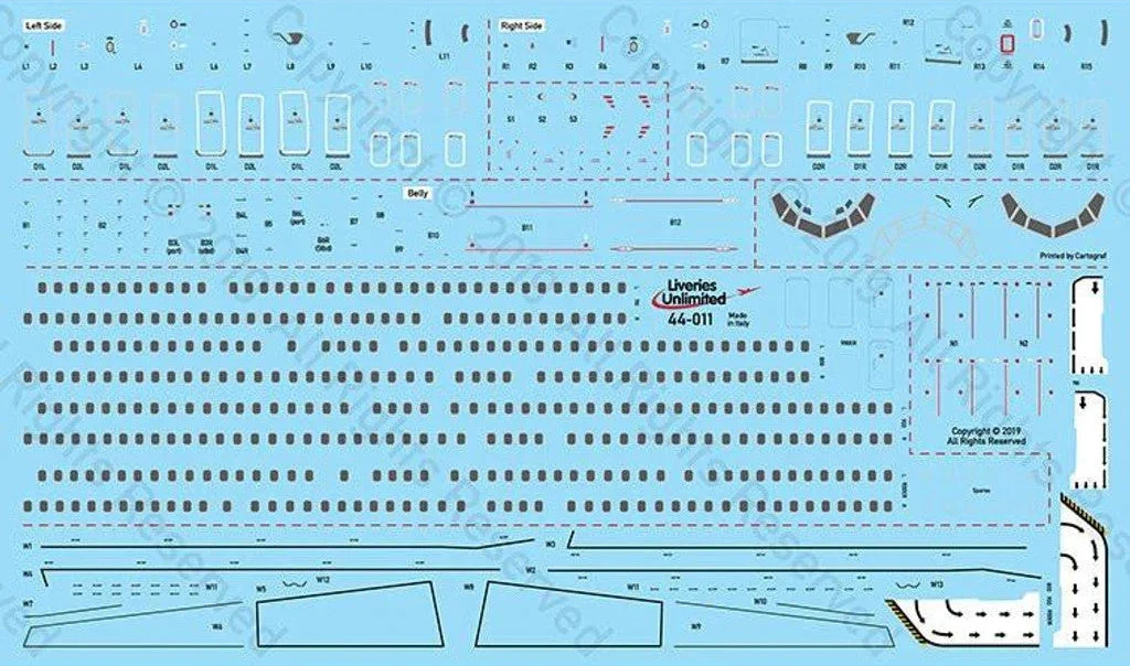1/144 Fundekals 737NG WINDOWS / STENCILS 44011