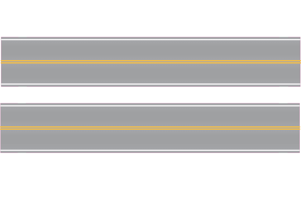 HO Easy Streets Aged Asphalt Straight Section Road - Single Passing (Qty 2) 3153030