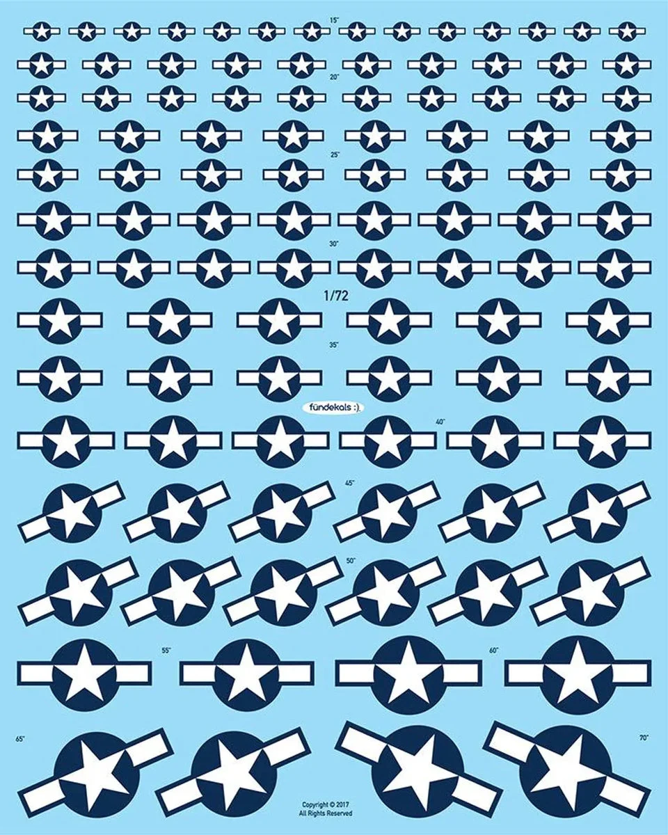 1/72 Fundekals STARS & BARS STANDARD WWII 72008
