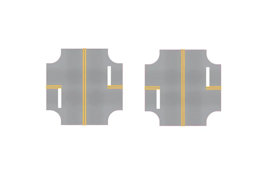 HO Easy Streets Aged Asphalt 4 Way Intersection Road - 2 Stop (Qty 2) 315-3071