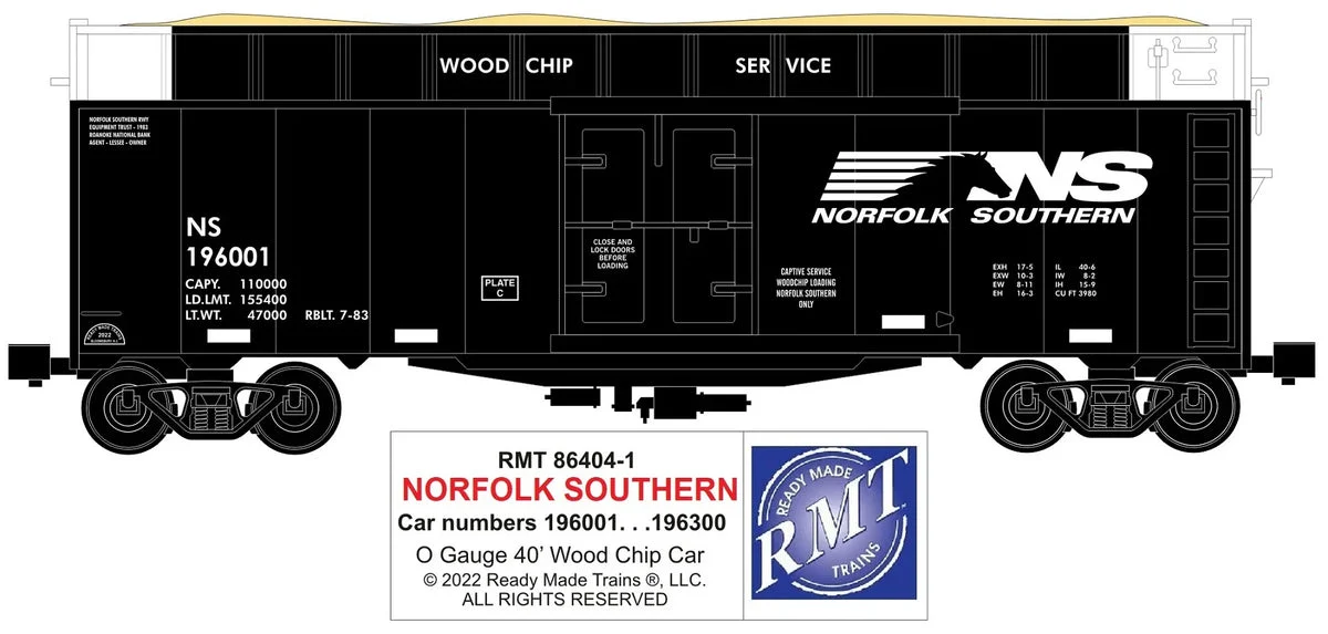 O RMT Woodchip Car Norfolk Southern 86447 - Ready Made Trains