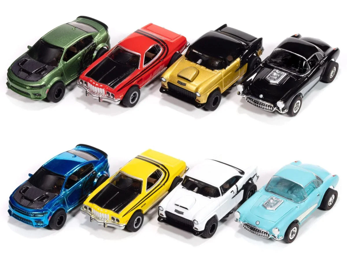 HO Auto World X-Traction Blacktop Bruisers (All 8) SC417